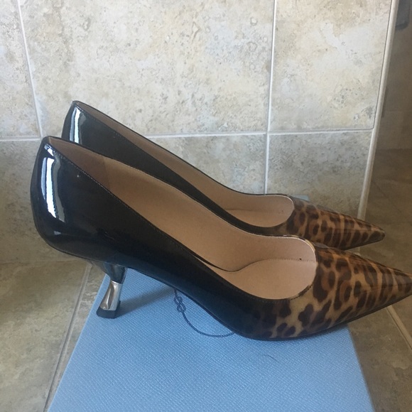 Prada leopard Black Patent kitten heel shoes - Picture 2 of 6